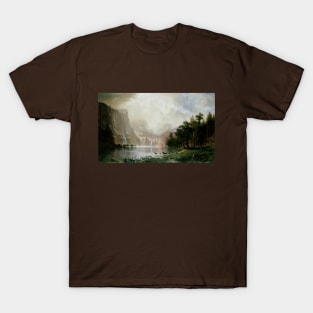 Among the Sierra Nevada Mountains by Albert Bierstadt T-Shirt